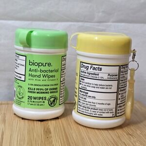 Biopure Anti-Bacterial Hand Wipes 2 Pack Aloe Vitamin E 20 Fresh Morning Breeze